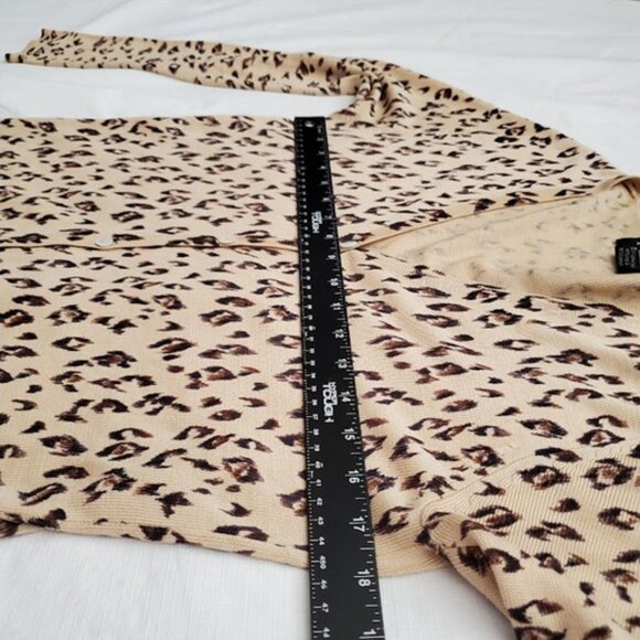 Silk Knit Leopard Print Cardigan Sweater August Silk Size S Layer Y2K Mob Wife - Picture 6 of 7